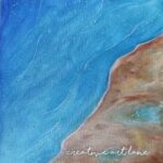 A peaceful seashore on canvas.
