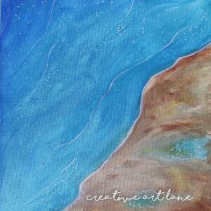 A peaceful seashore on canvas.